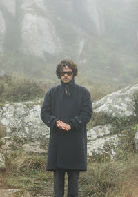 Manteau Balmaccan Laine & Cachemire Marine